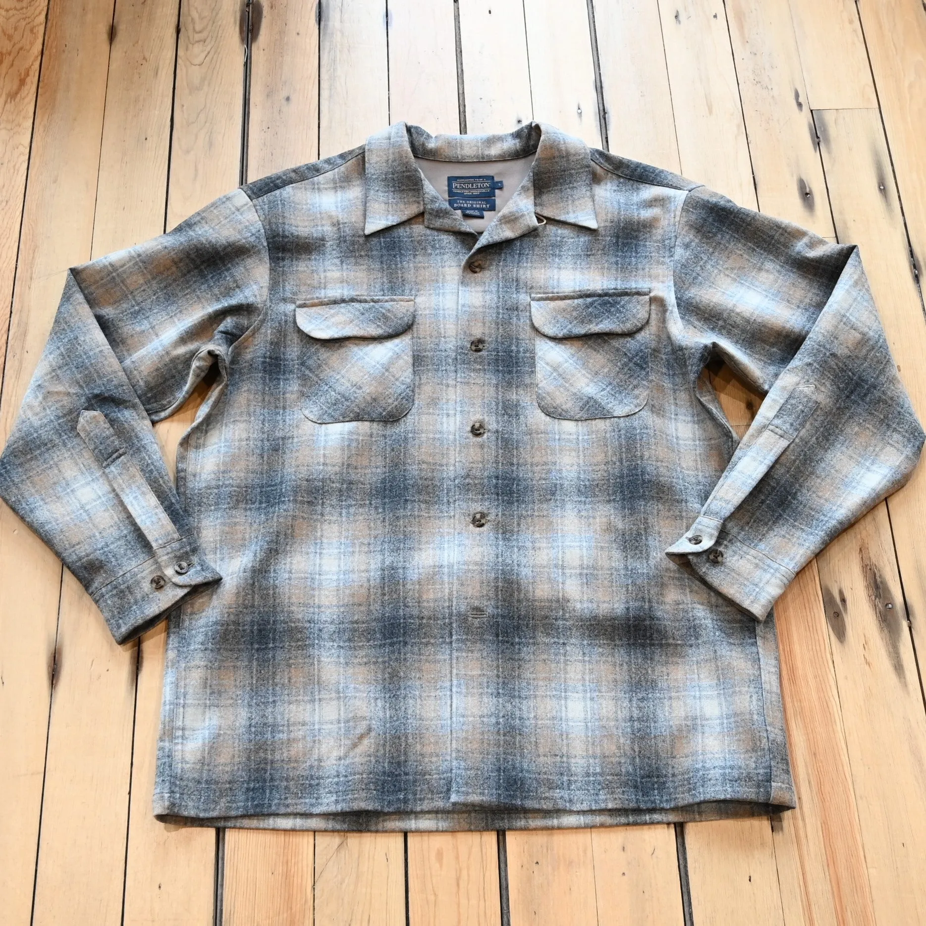 Pendleton Men's Board Shirt Grey and Tan Mix Plaid