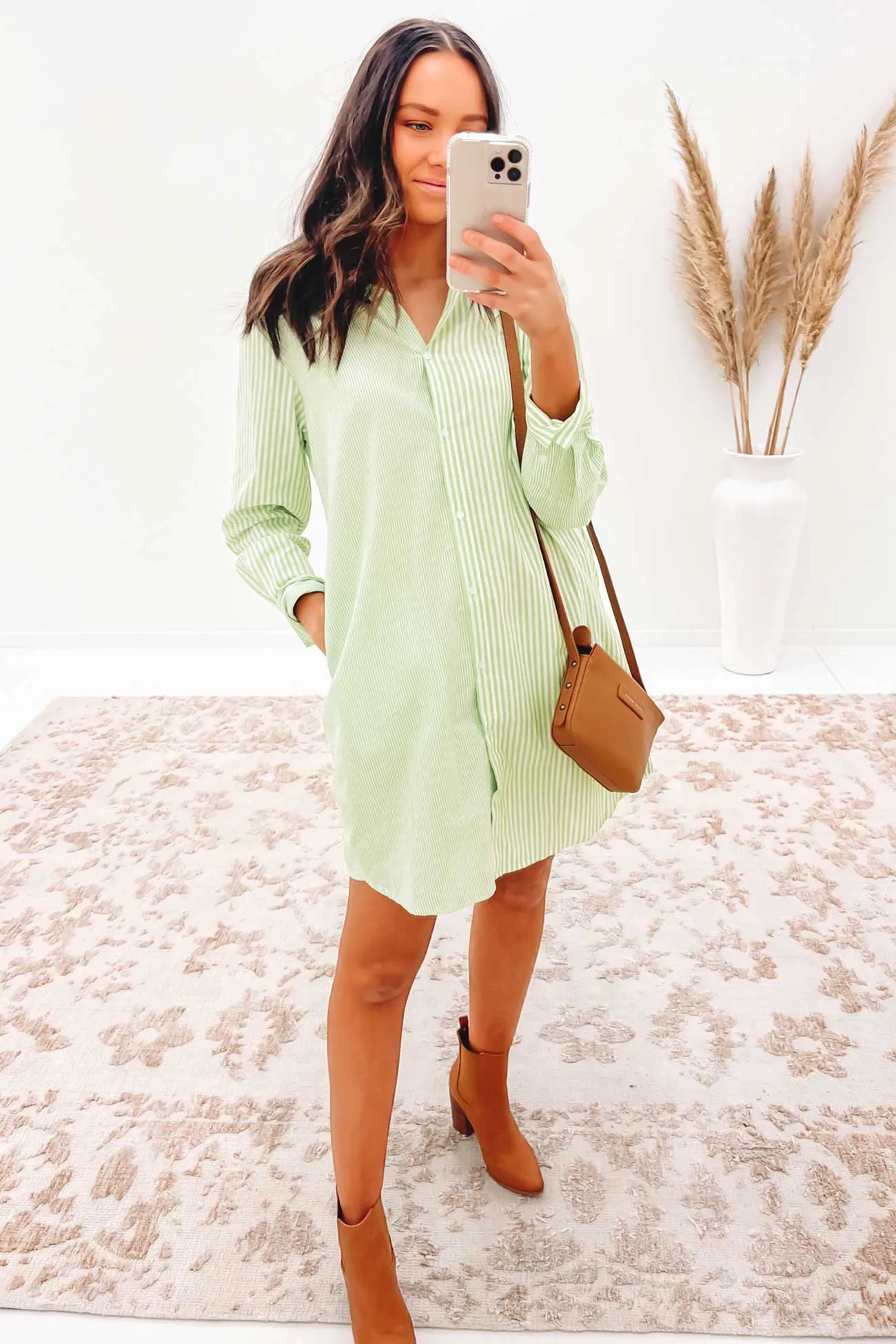 Penny Shirt Mini Dress Green