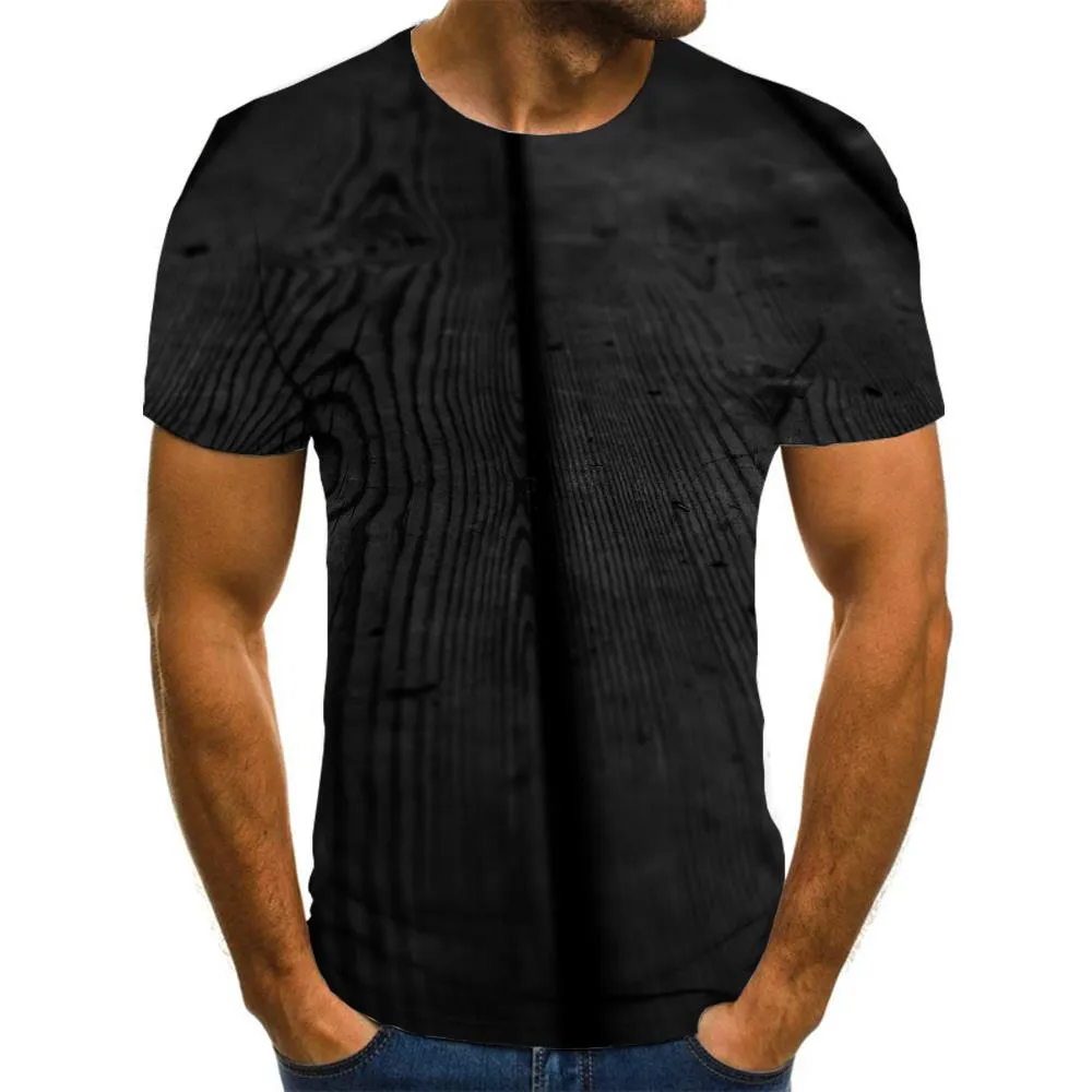 Perspective Black Wood Grain tshirts special texture shirt tee men different art costume Cool