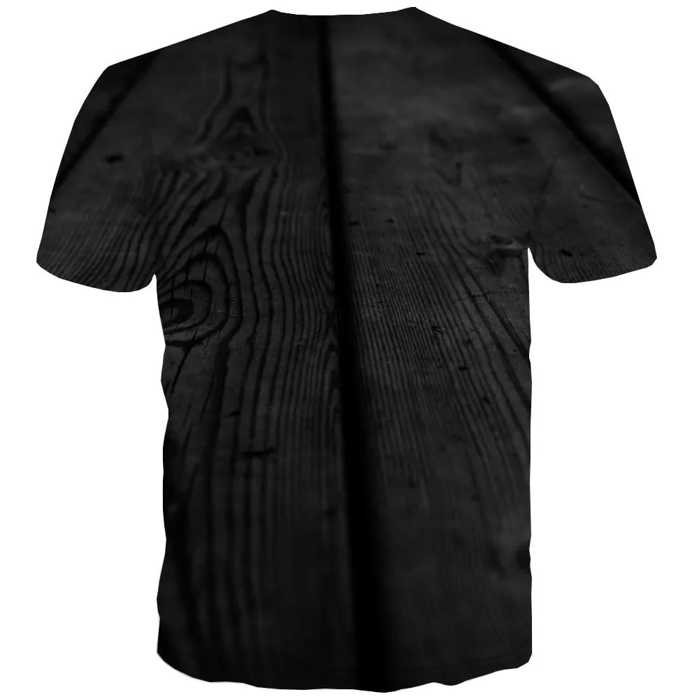 Perspective Black Wood Grain tshirts special texture shirt tee men different art costume Cool