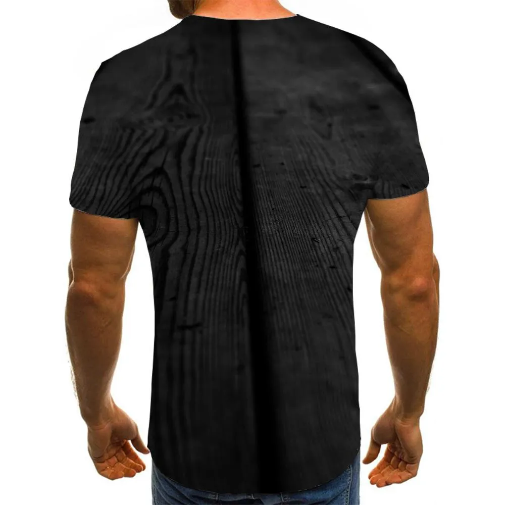 Perspective Black Wood Grain tshirts special texture shirt tee men different art costume Cool