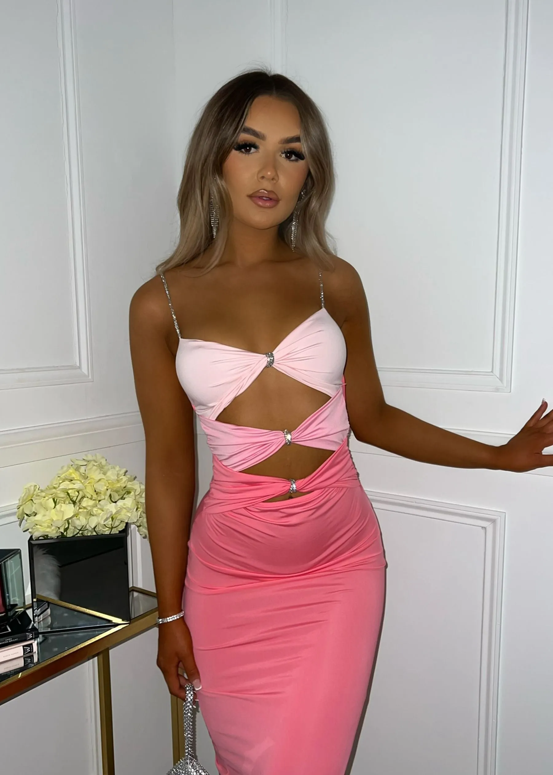 Pick Me Up Cut Out Detail Midi Dress - Pink