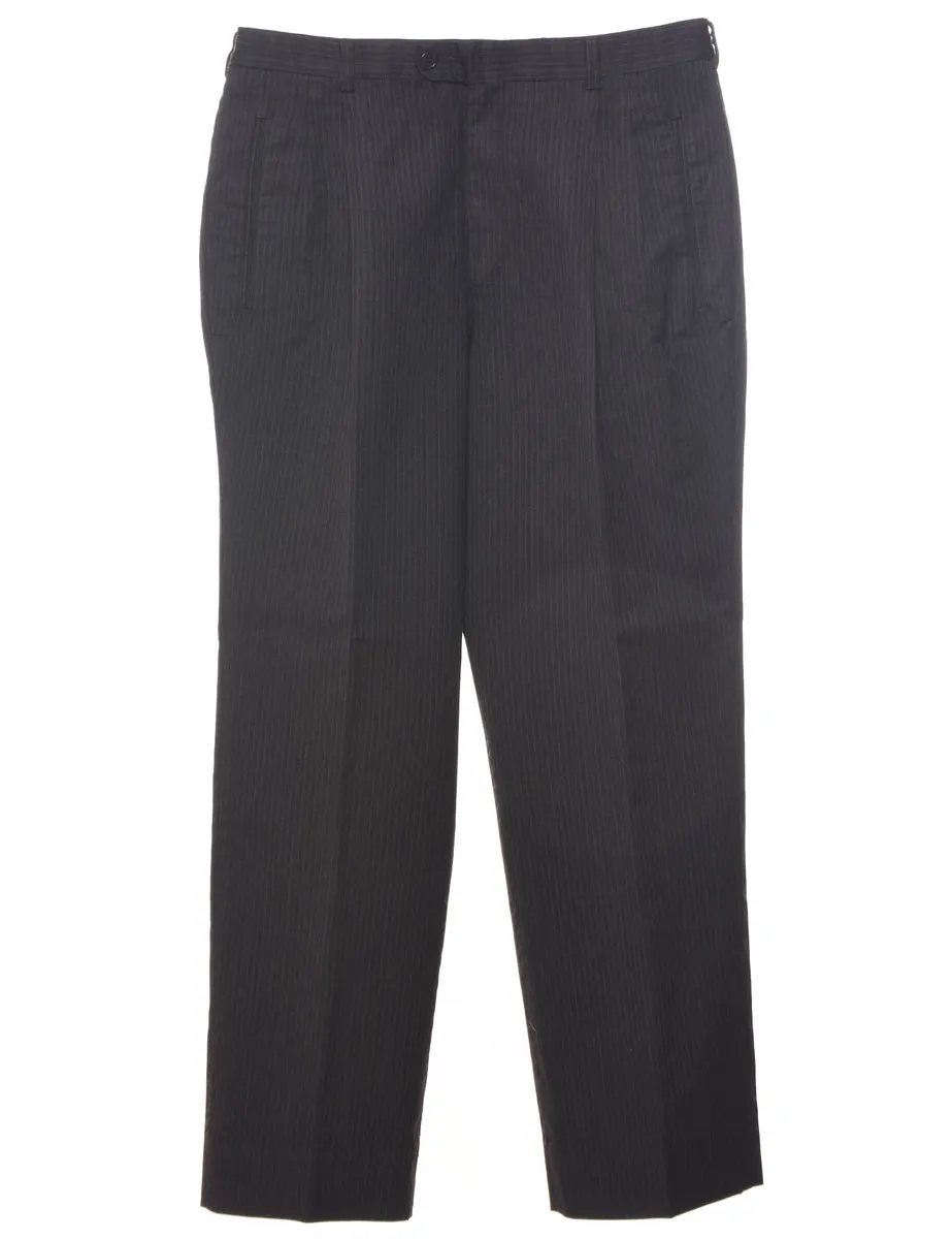 Pinstriped Dark Grey Trousers - W33 L31