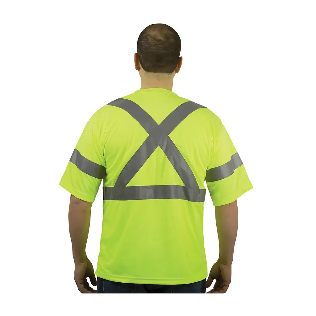 PIP 313-1400-LY/S ANSI Type R Class 3 and CAN/CSA Z96 X-Back Short Sleeve T-Shirt