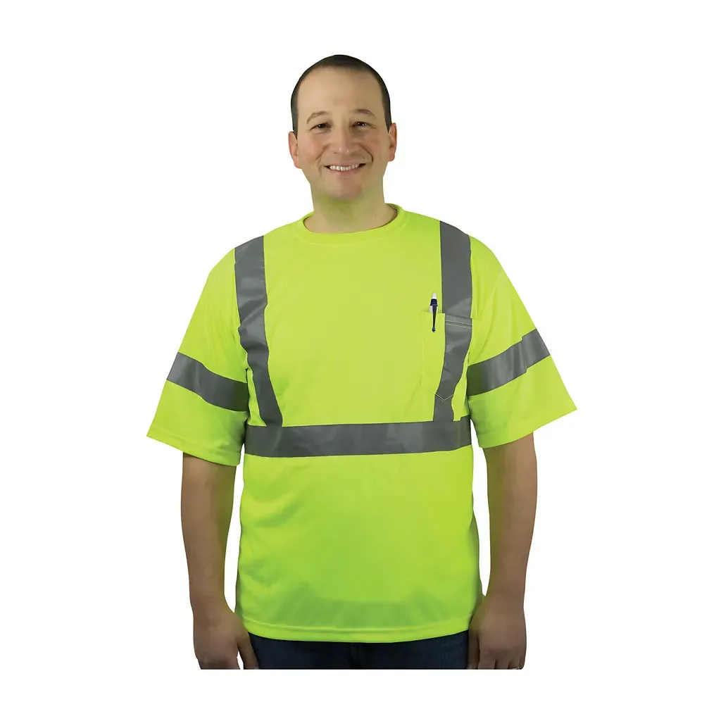 PIP 313-1400-LY/S ANSI Type R Class 3 and CAN/CSA Z96 X-Back Short Sleeve T-Shirt