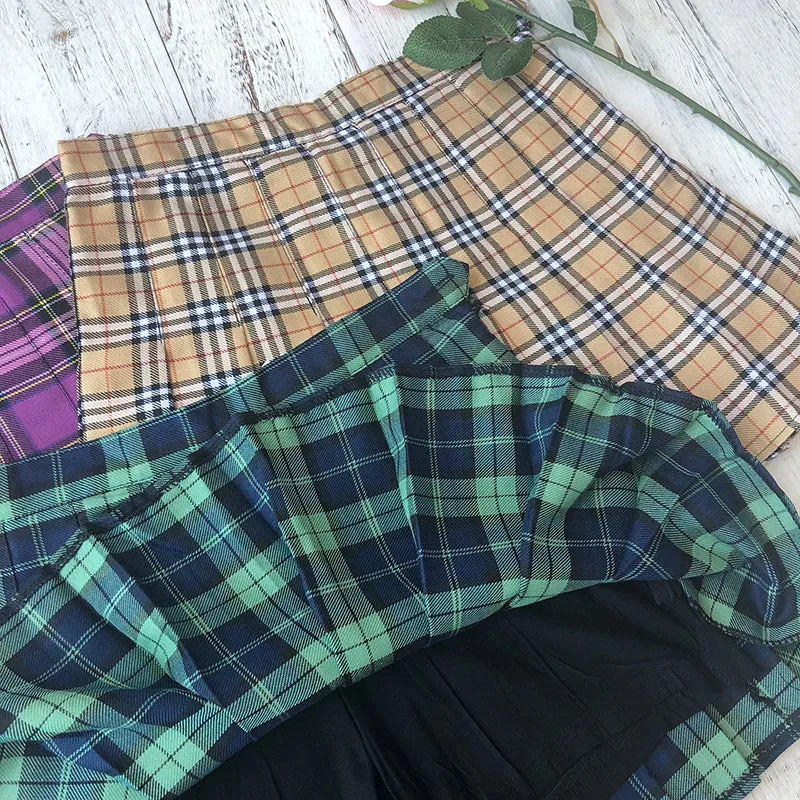 Plaid pleated skirt KF90410