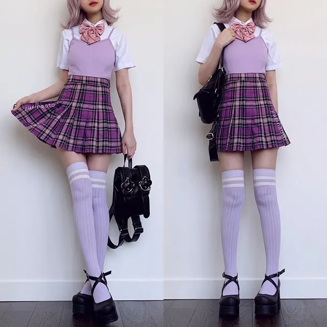 Plaid pleated skirt KF90410