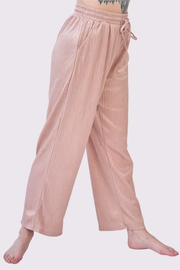 Plain Pleated Drawstring Waistband Trousers