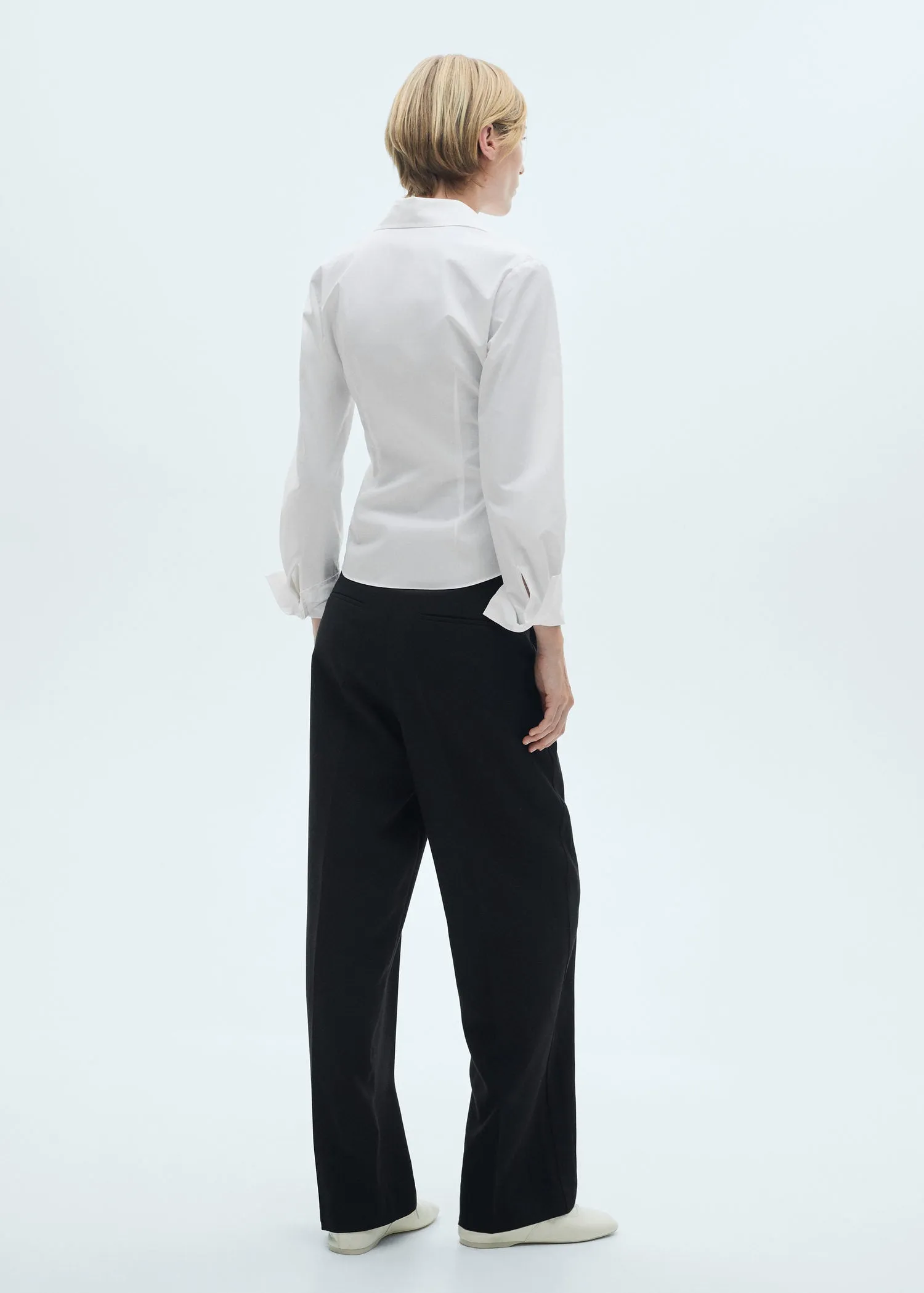 Pleated straight trousers - Black