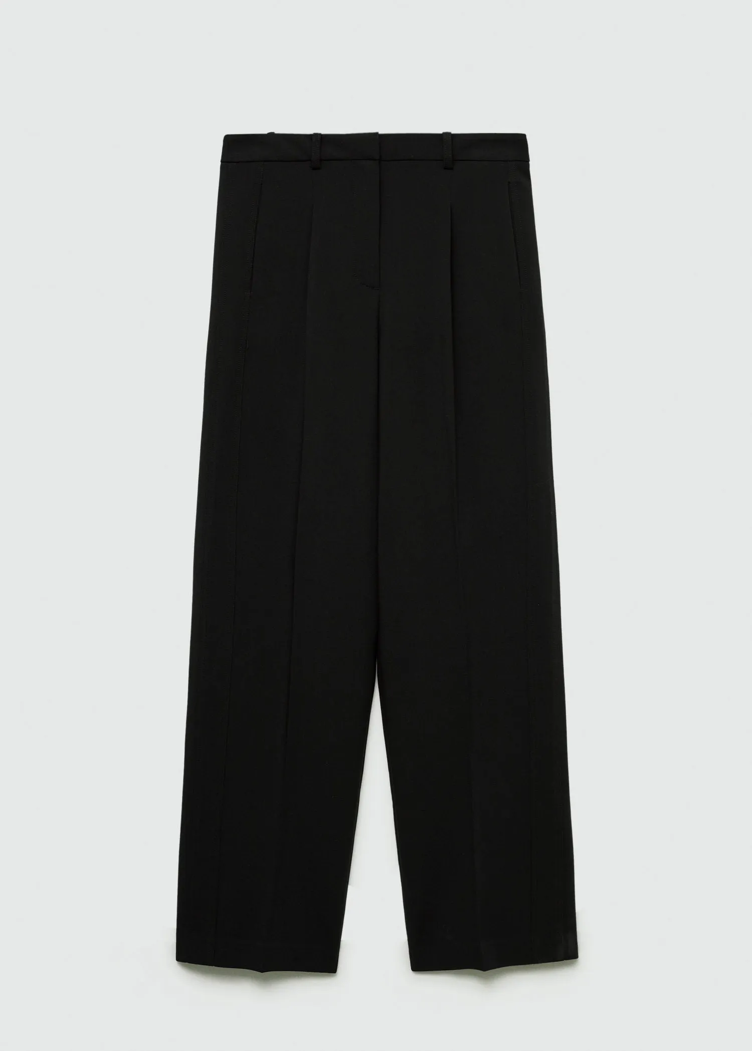 Pleated straight trousers - Black