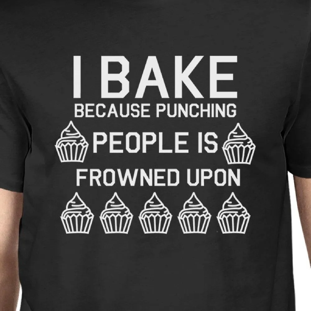 Punching People Is Frowned Upon Men's Black Shirts Funny T-shirt