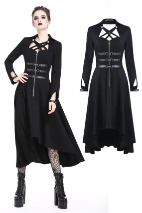 Punk buckle zippered long dress DW219