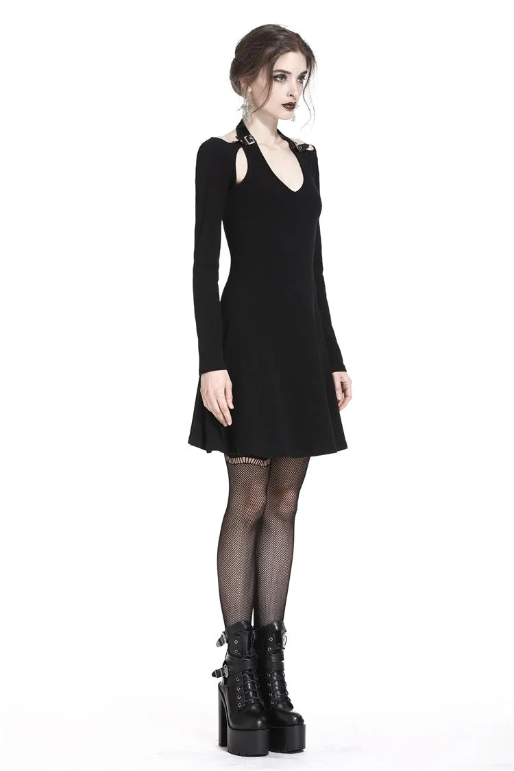 Punk crossed neckline sexy midi dress DW238