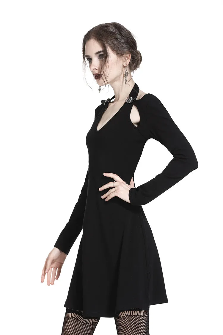 Punk crossed neckline sexy midi dress DW238