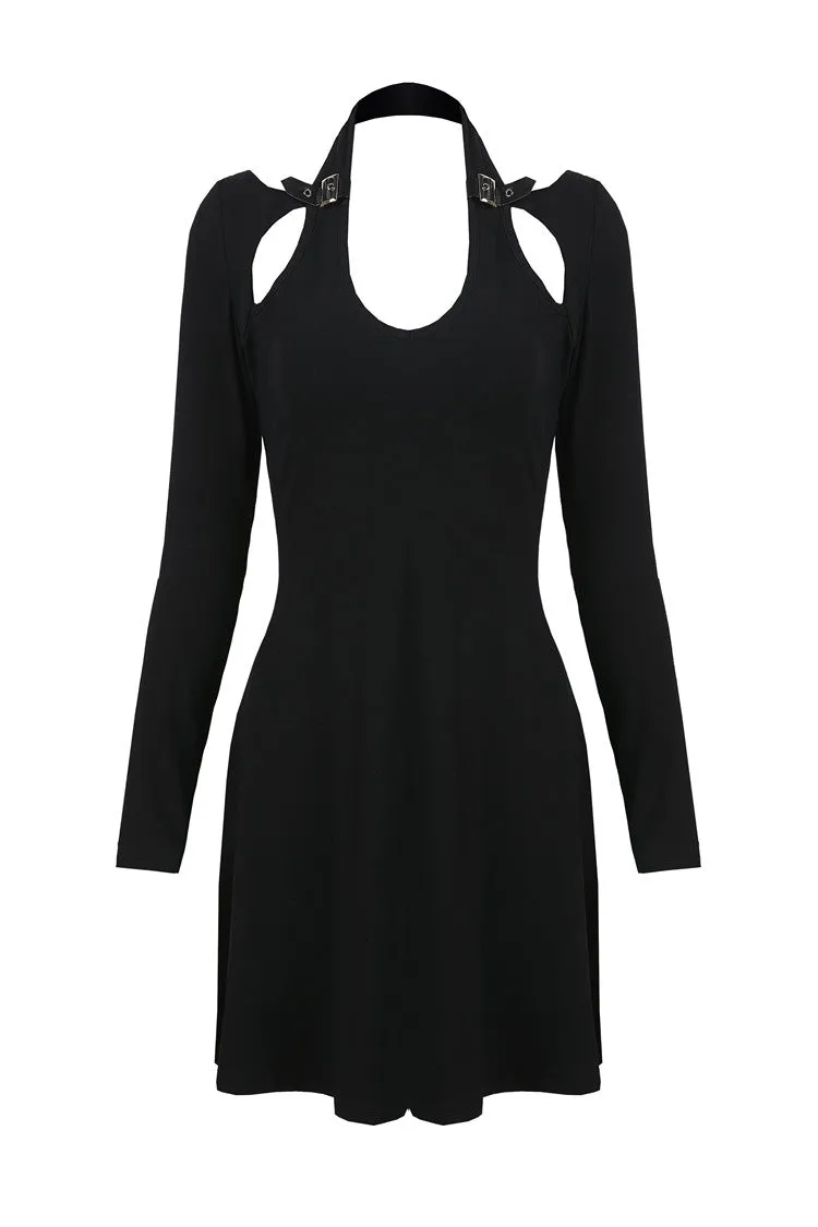 Punk crossed neckline sexy midi dress DW238