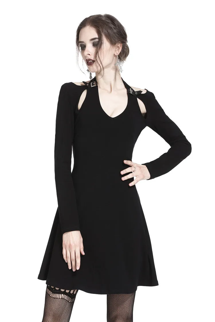 Punk crossed neckline sexy midi dress DW238