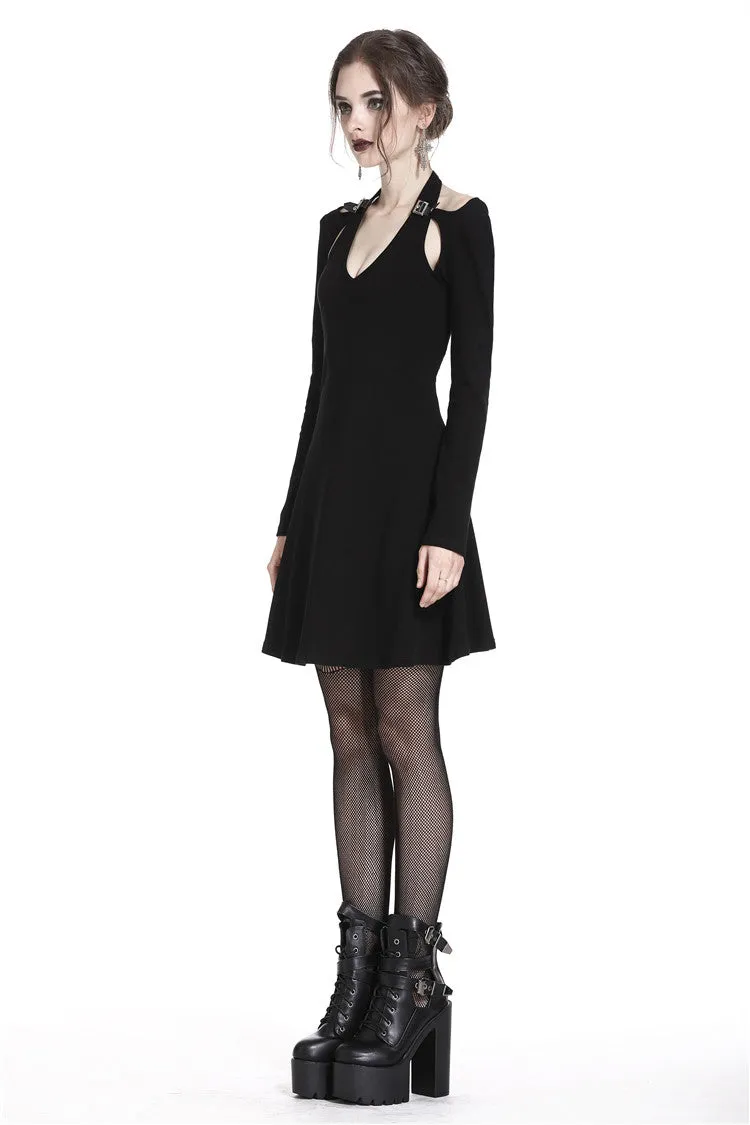 Punk crossed neckline sexy midi dress DW238