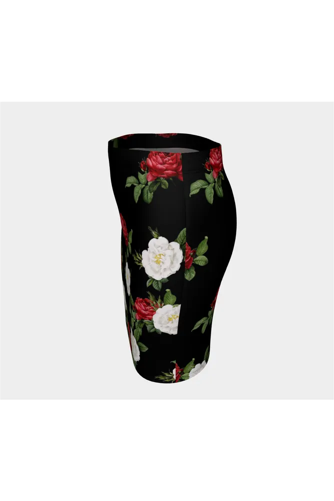 Red and White Rose Fitted Skirt