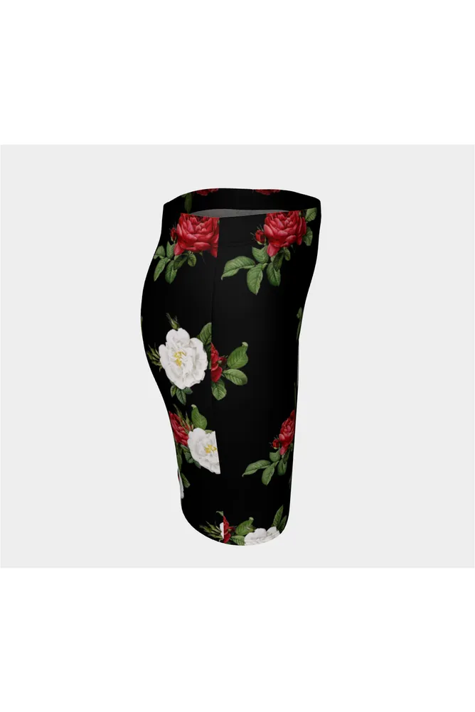 Red and White Rose Fitted Skirt