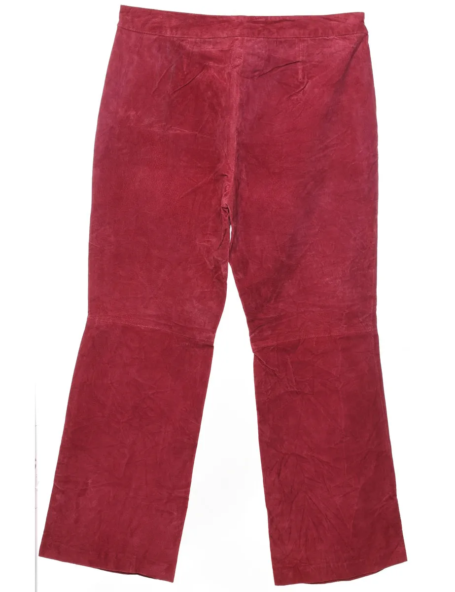 Red Classic Suede Trousers - W32 L28