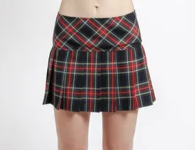 Red/Black Plaid Pleated Mini Skirt