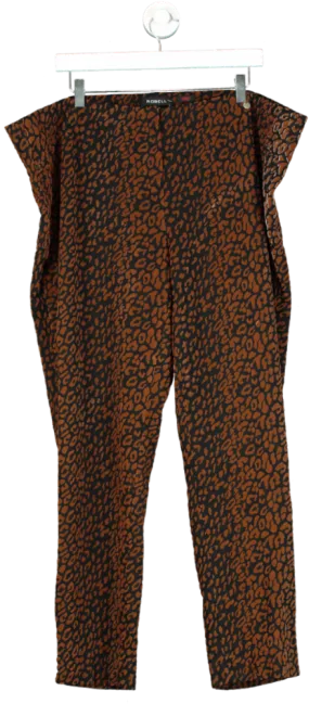 Robell Brown Leopard Print Trousers UK 14