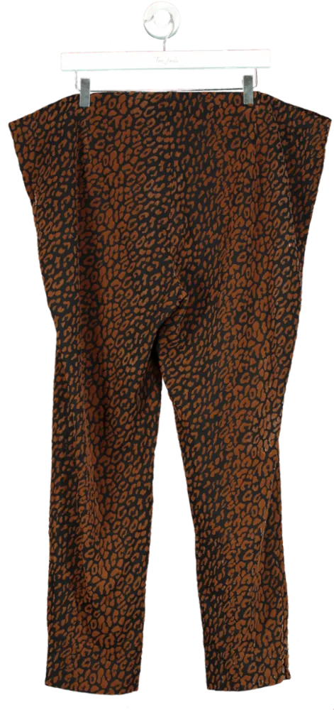 Robell Brown Leopard Print Trousers UK 14