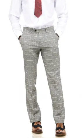 Ross Grey Check Trousers | Wedding Wear | Party Wear | Office Wear