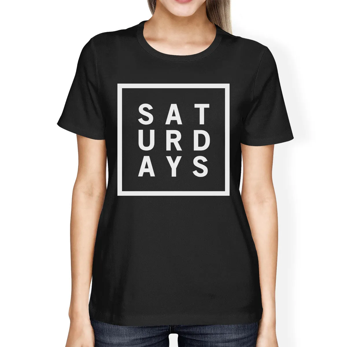 Saturdays Women's Black Shirts Cute Short Sleeve Tee Funny Shirt