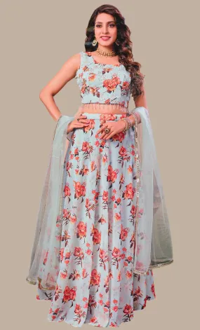 Sea Green Embroidered Choli Set