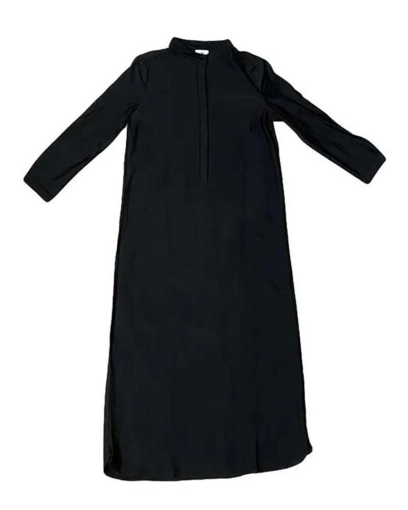 SHD Black Half Button Swim Shirt Dress