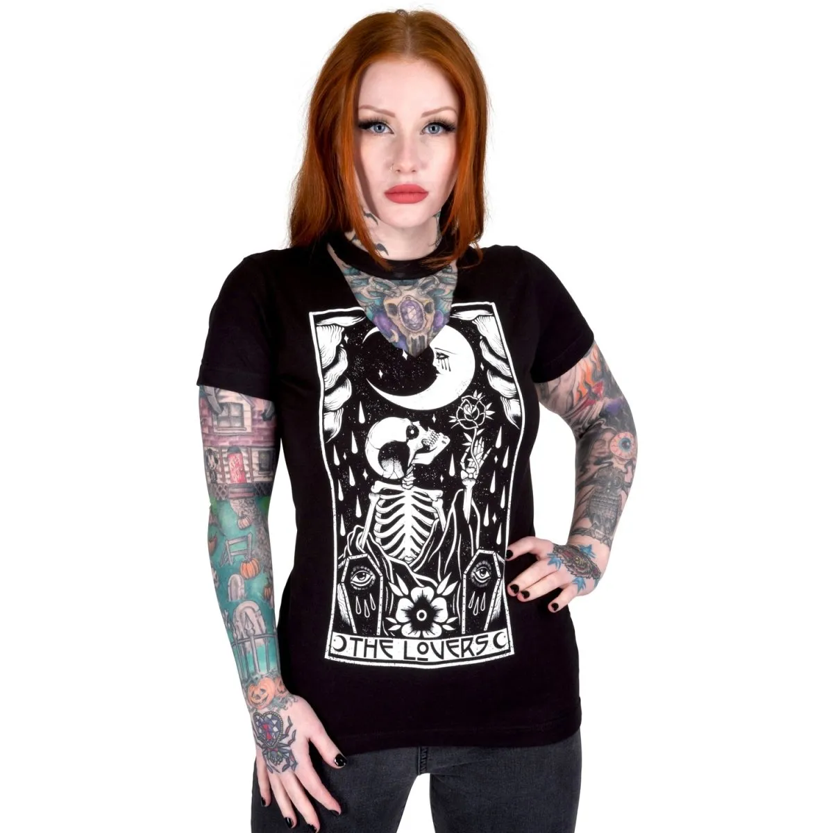 Skeleton & Moon Lovers Tarot Graphic Tee