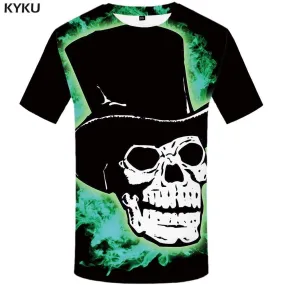 Skull T shirt Men Graffiti Tshirts Print Black T-shirt 3d Art Tshirt Anime Gothic T shirts Funny Mens Clothing Casual Unisex