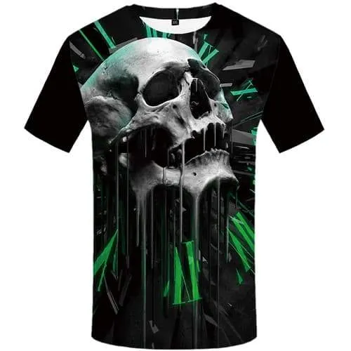 Skull T shirts Men Galaxy Space Tshirts Cool Gray Tshirts Novelty Skeleton T-shirts 3d Punk Tshirt Anime Short Sleeve Full Print