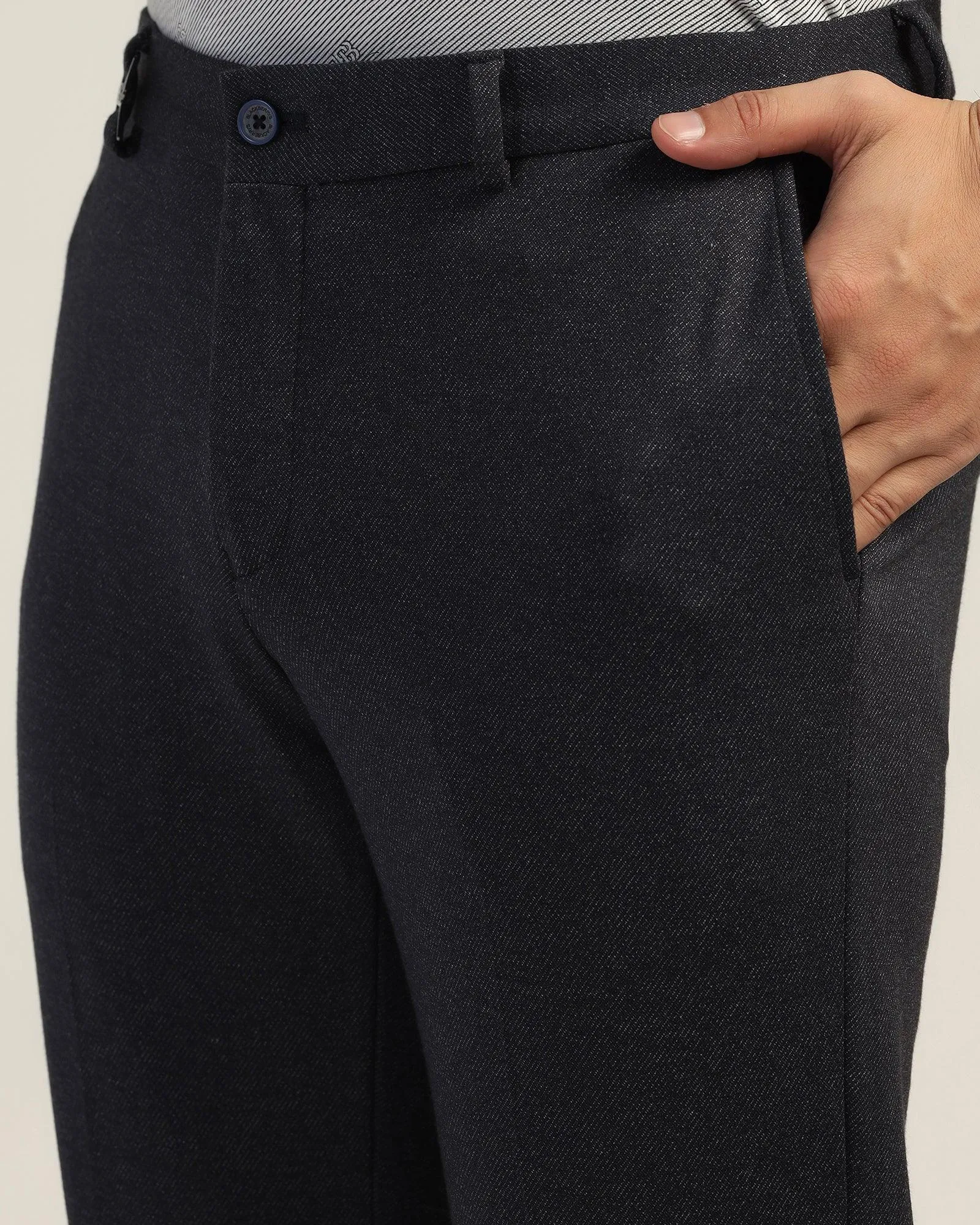 Slim Comfort B-95 Formal Navy Textured Trouser - Rover