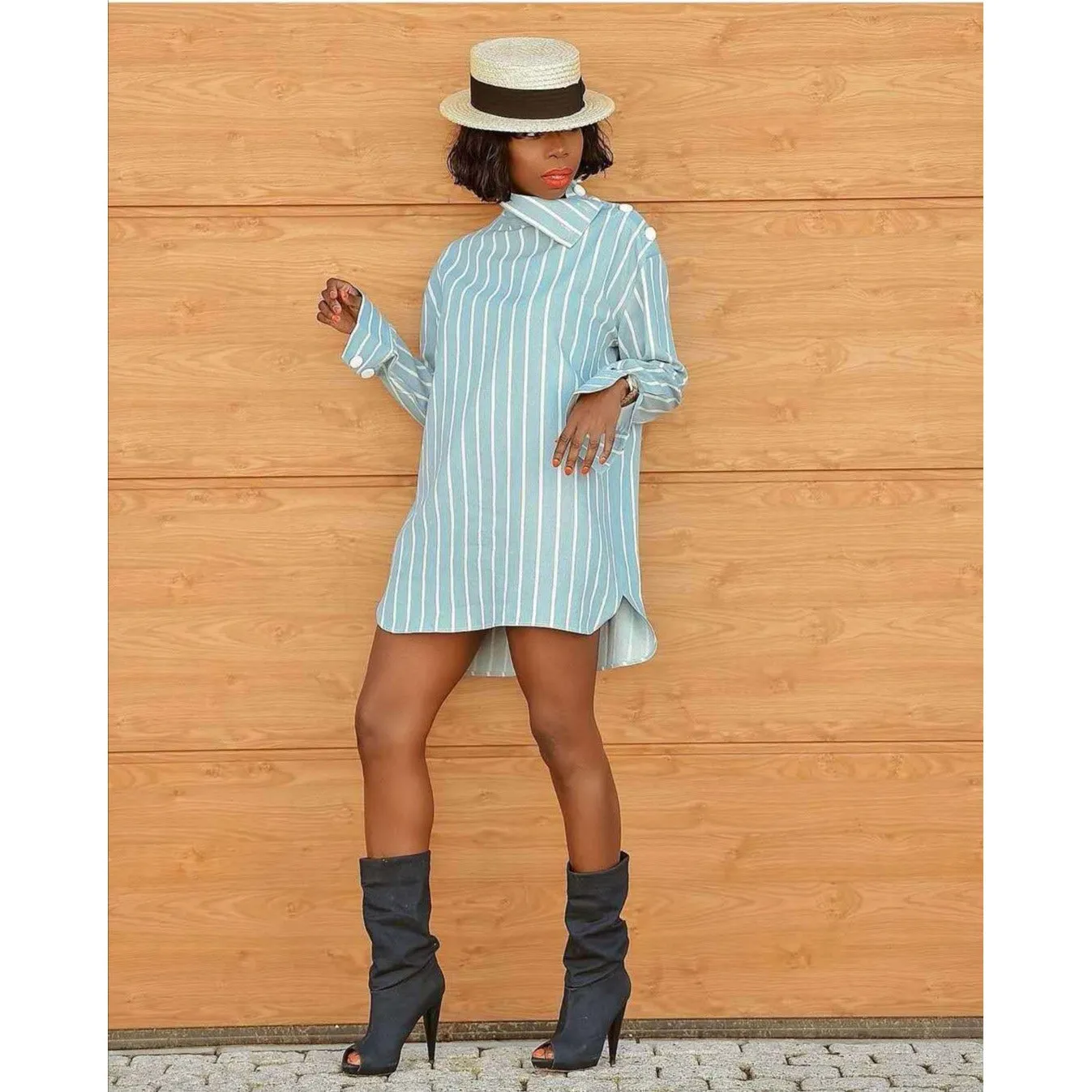 Striped Mini Shirt Dress