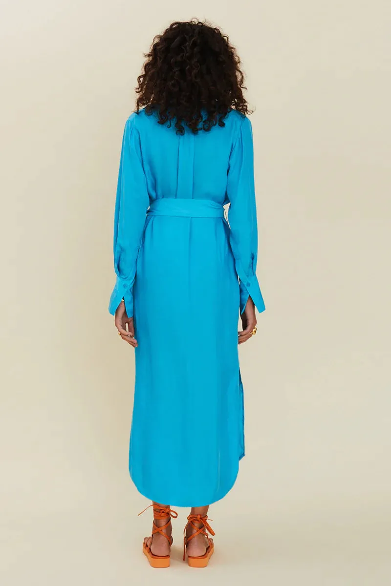 Suboo Halley Long Sleeved Shirt Dress - Turquoise