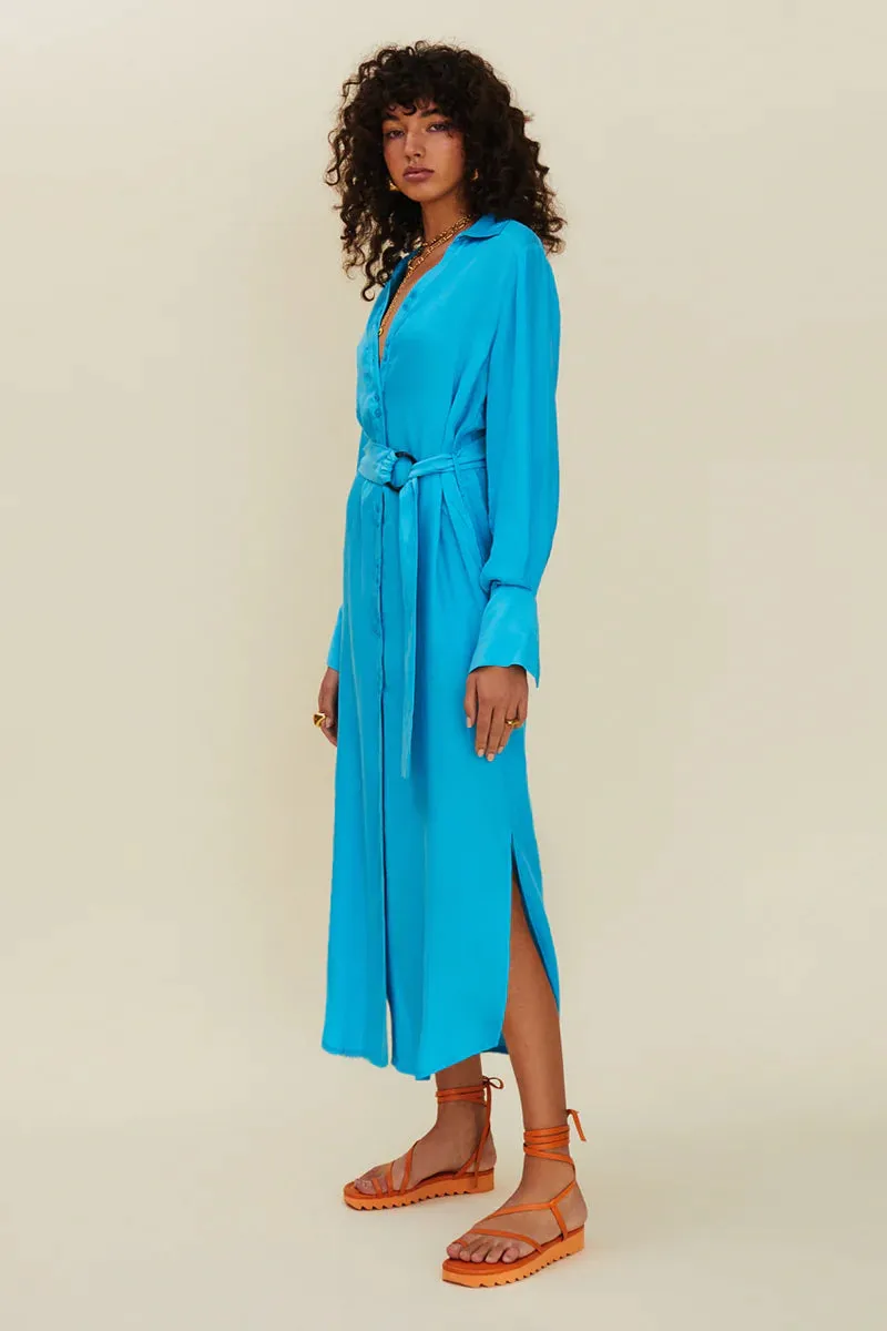 Suboo Halley Long Sleeved Shirt Dress - Turquoise