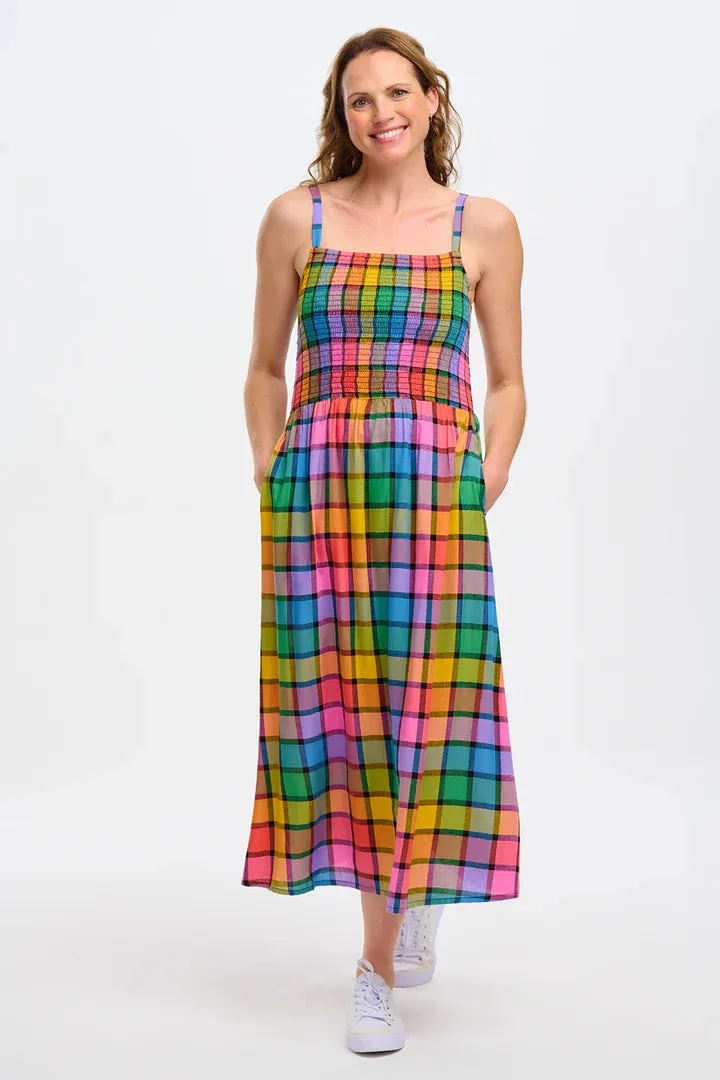 Sugarhill Brighton Denali Midi Shirred Sun Dress