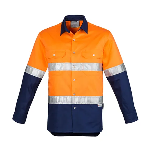 Syzmik Workwear | Mens Hi Vis Spliced Industrial Long Sleeve Shirt - Hoop Taped | ZW123