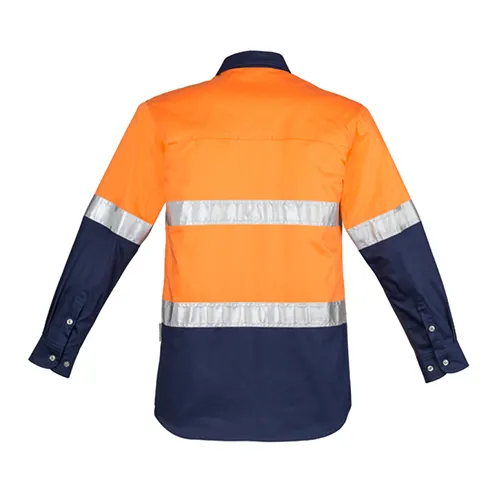 Syzmik Workwear | Mens Hi Vis Spliced Industrial Long Sleeve Shirt - Hoop Taped | ZW123