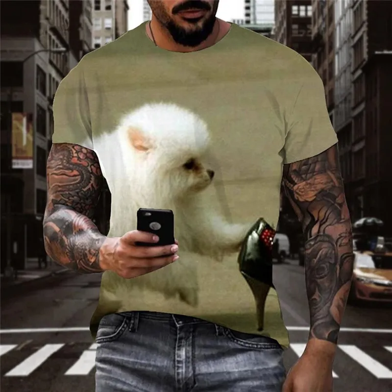 t shirts Little White dog clothing Puppy Cute animal man art costume big Smart dogs Casual