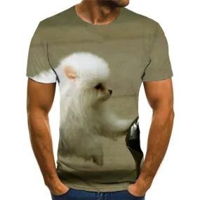 t shirts Little White dog clothing Puppy Cute animal man art costume big Smart dogs Casual