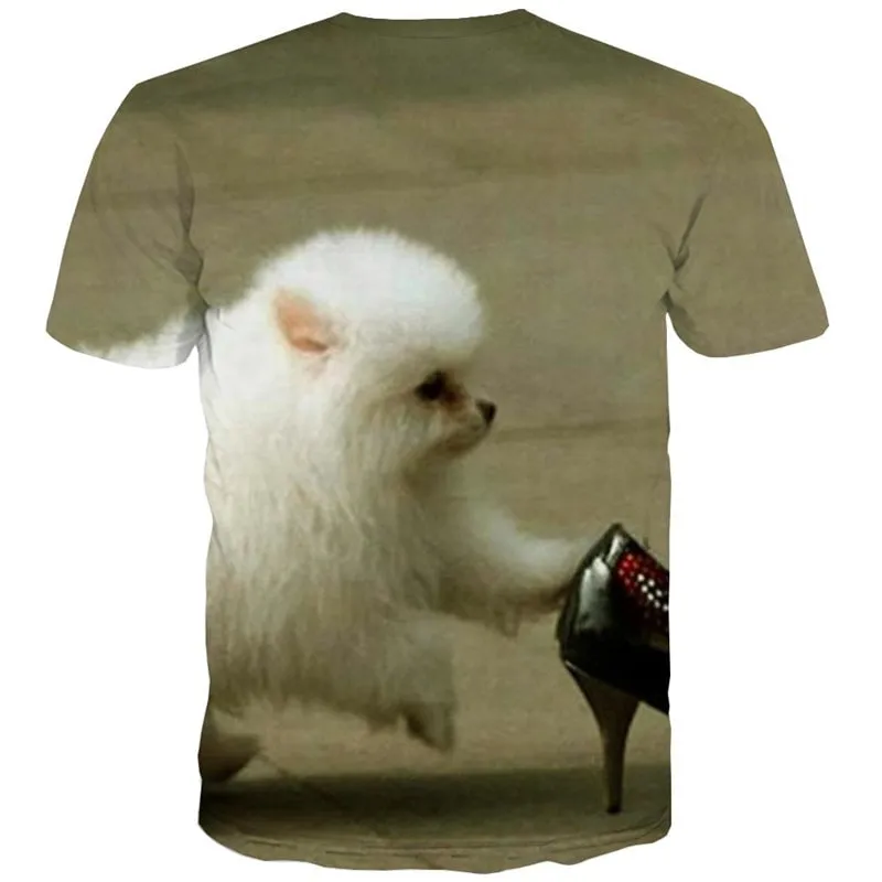 t shirts Little White dog clothing Puppy Cute animal man art costume big Smart dogs Casual