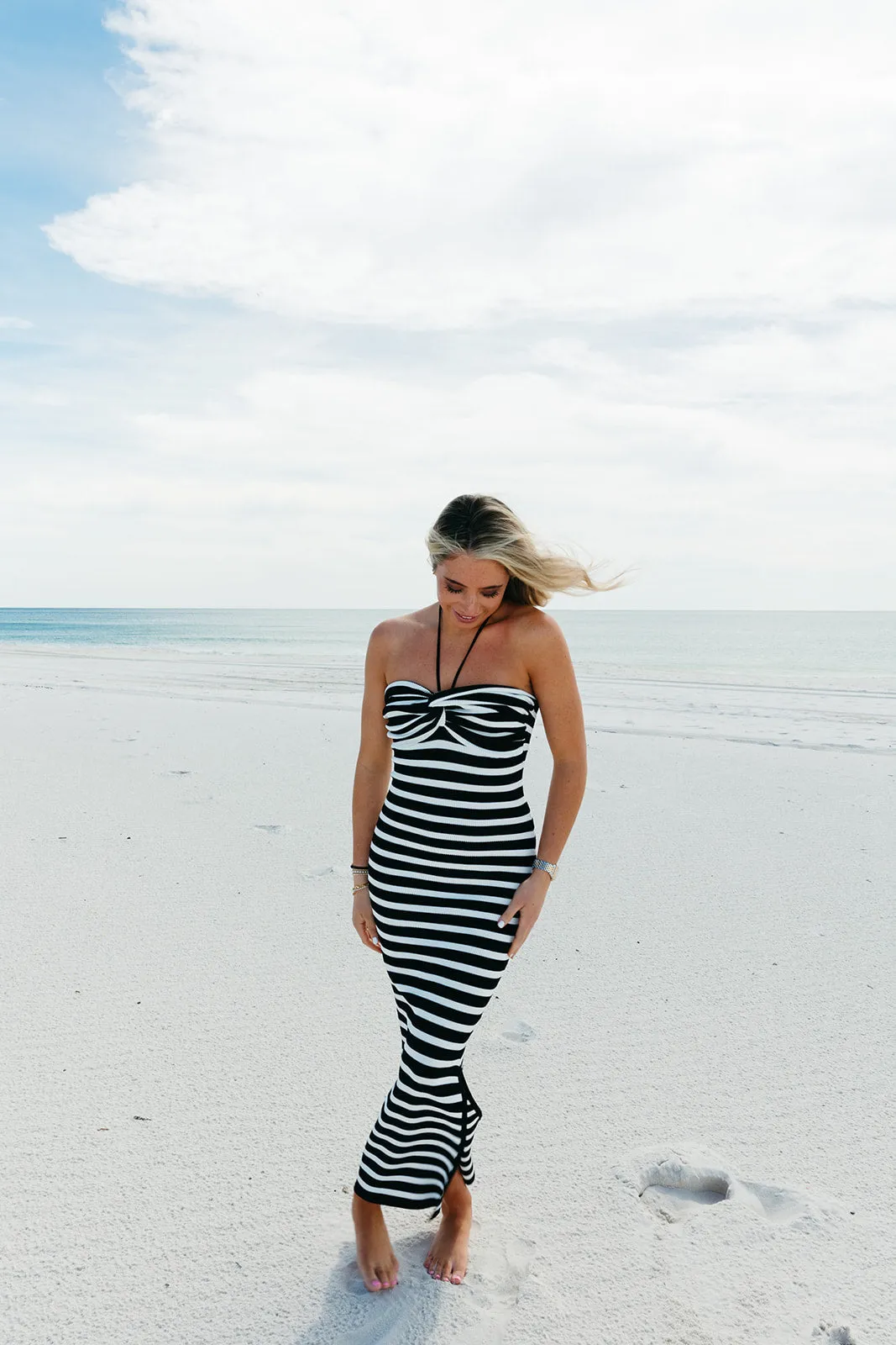 Take Chances Striped Dress - Black/White