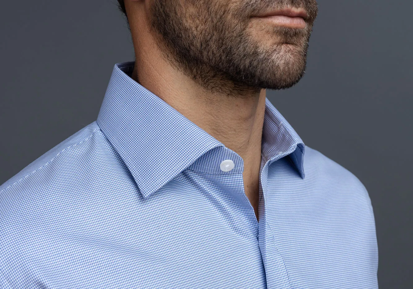 The Deep Blue Rourke Non Iron Houndstooth Custom Shirt with Pocket