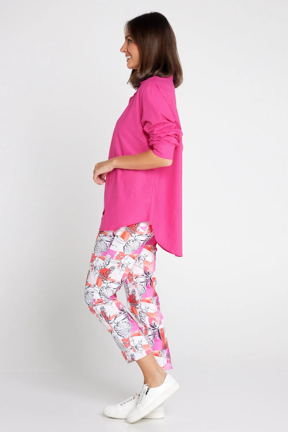 The Tulio Cotton & Linen Shirt - Hot Pink