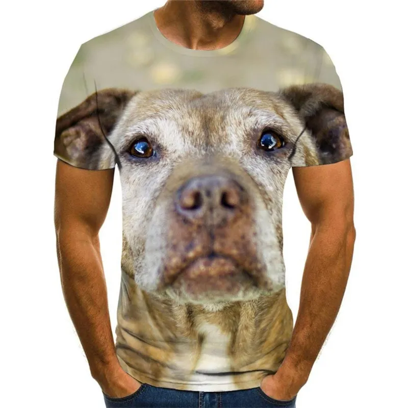 tshirts dog Puppy Cute animal Print clothes men's big Smart dogs art costume Cool