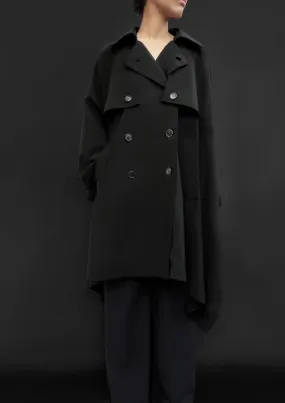 Virgin Wool Trench Cape / Black