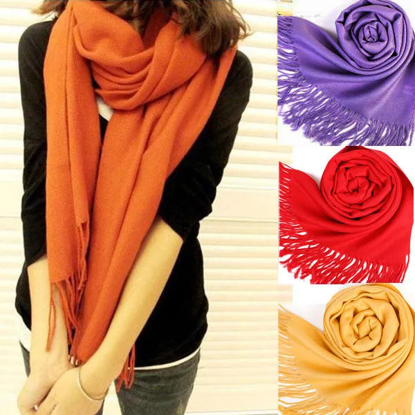 Warm Wool Blends Soft Multicolor Scarves Long Large Wrap Scarf Shawl Tassels